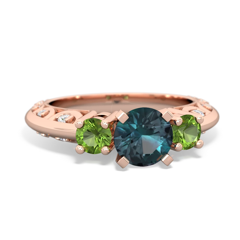 Alexandrite Art Deco Eternal Embrace Engagement 14K Rose Gold ring C2003