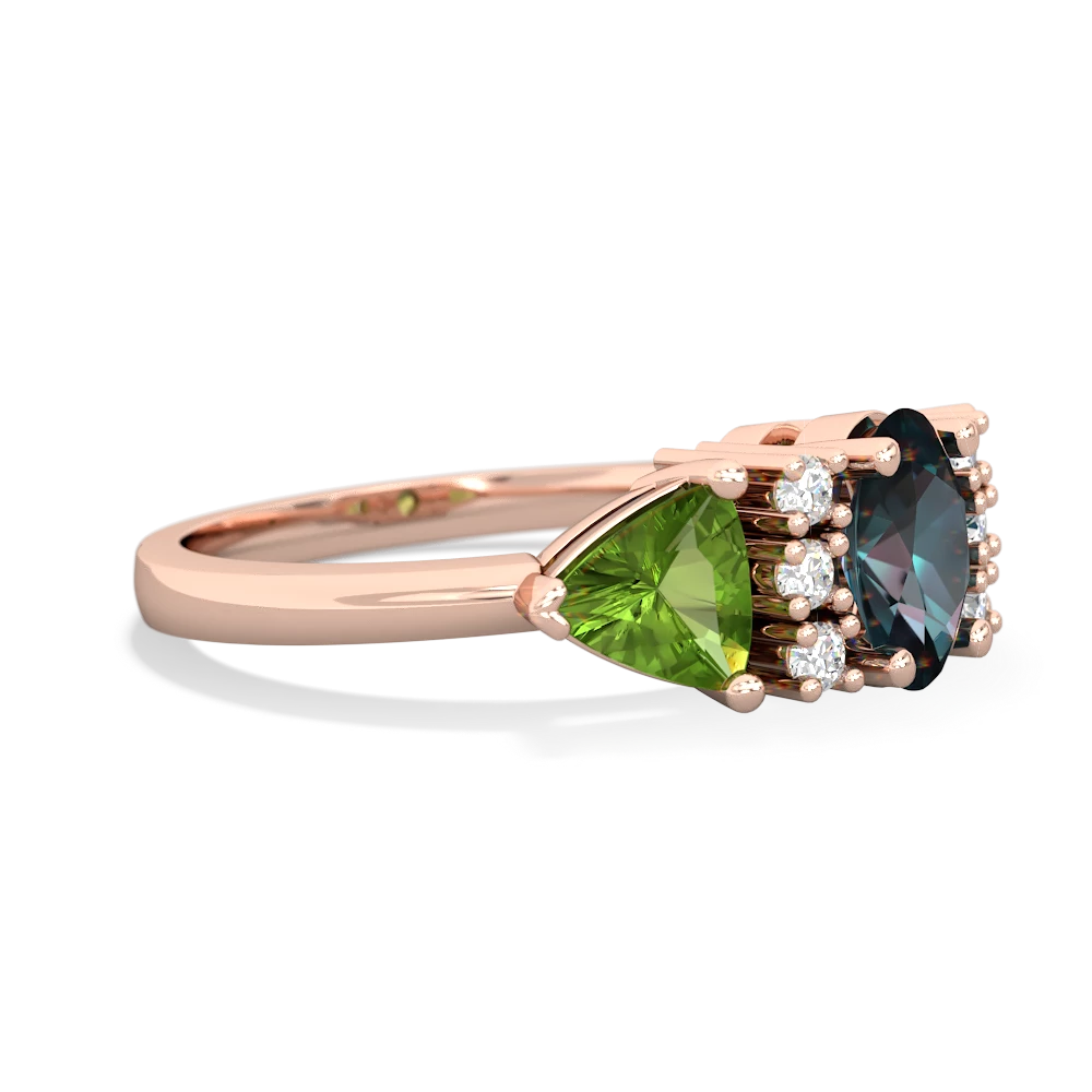 Alexandrite Antique Style Three Stone 14K Rose Gold ring R2186