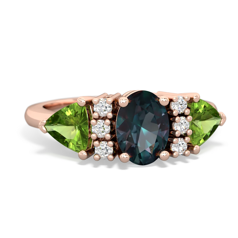 Alexandrite Antique Style Three Stone 14K Rose Gold ring R2186