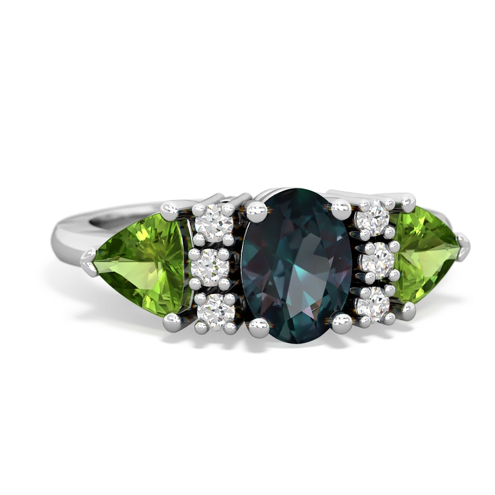 Alexandrite Antique Style Three Stone 14K White Gold ring R2186