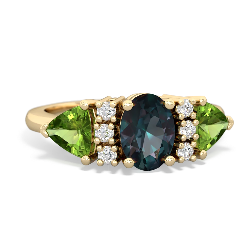 Alexandrite Antique Style Three Stone 14K Yellow Gold ring R2186