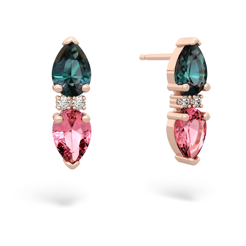 Alexandrite Bowtie Drop 14K Rose Gold earrings E0865