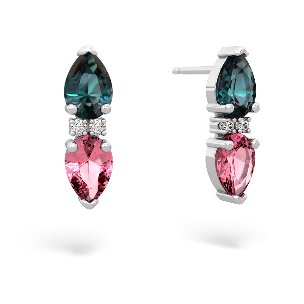 Alexandrite Bowtie Drop 14K White Gold earrings E0865