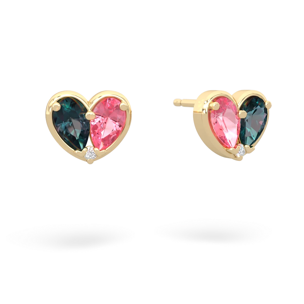 Alexandrite 'Our Heart' 14K Yellow Gold earrings E5072