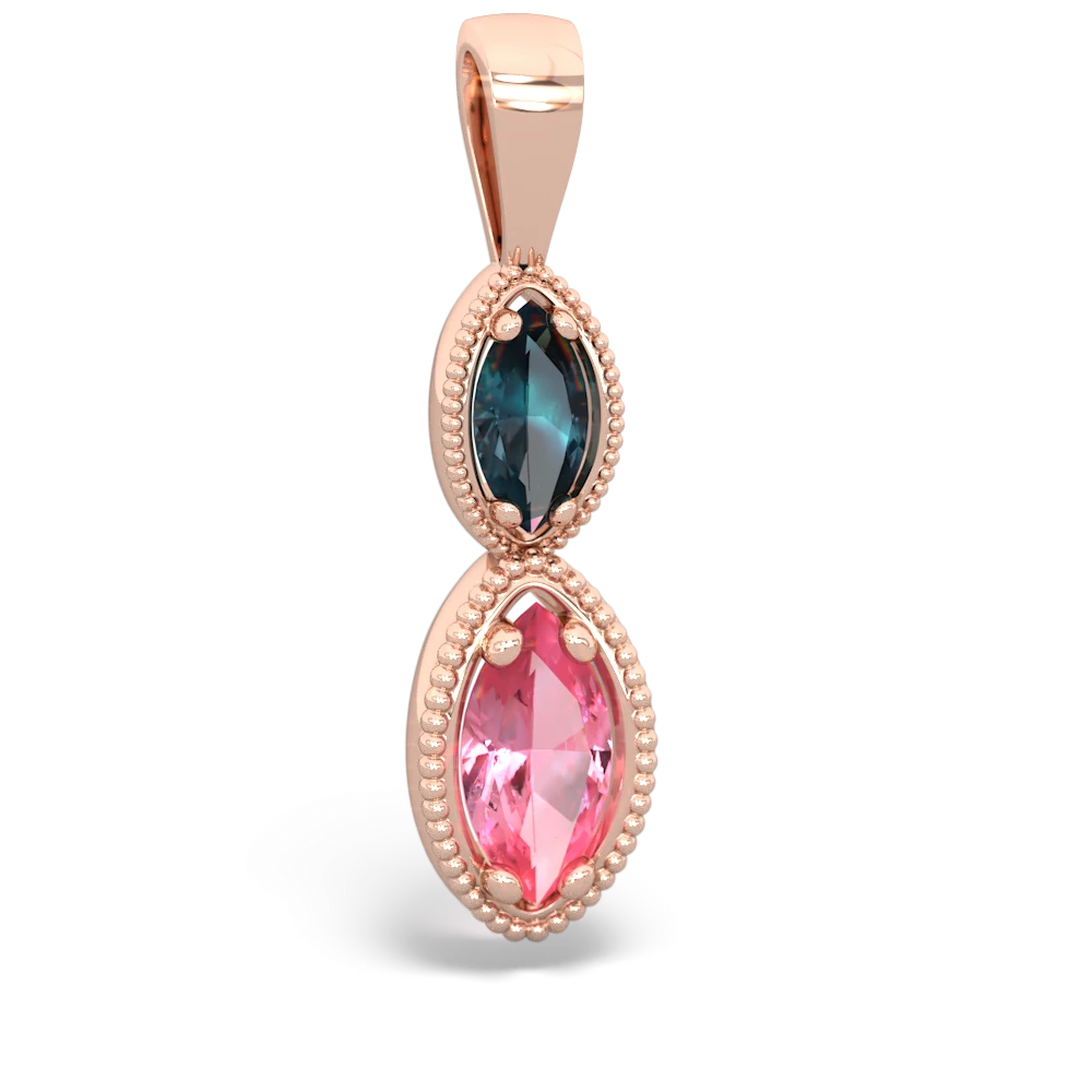 Alexandrite Antique-Style Halo 14K Rose Gold pendant P5700