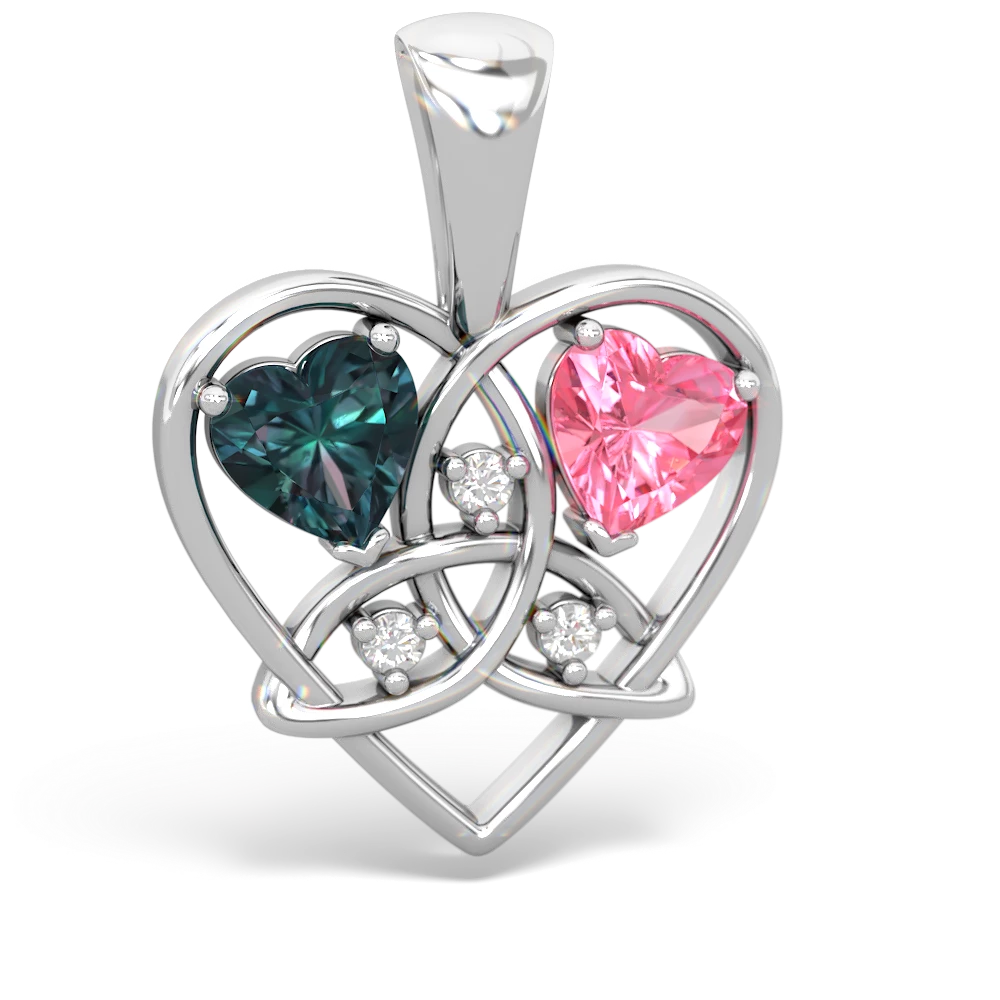 Alexandrite Celtic Trinity Heart 14K White Gold pendant P5331