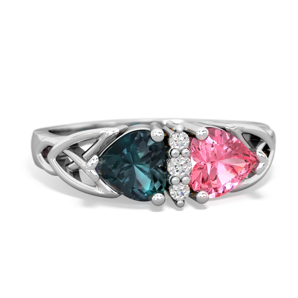 Alexandrite Celtic Knot Double Heart 14K White Gold ring R5040