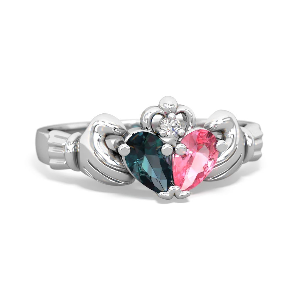 Alexandrite 'Our Heart' Claddagh 14K White Gold ring R2388