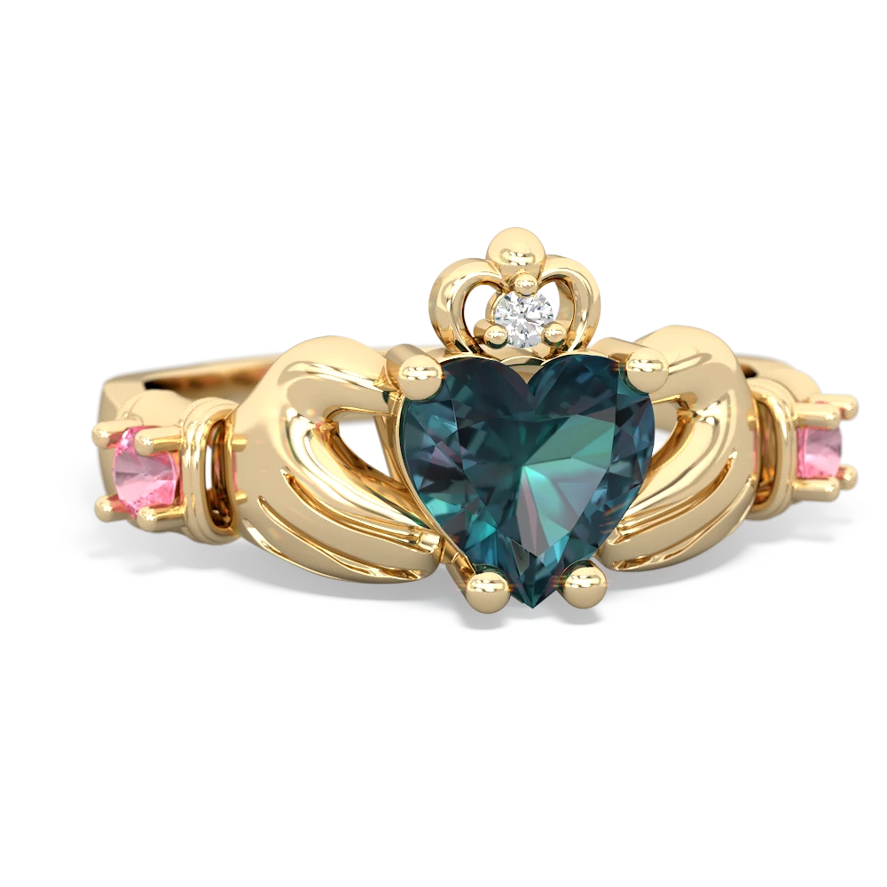 Alexandrite Claddagh Keepsake 14K Yellow Gold ring R5245