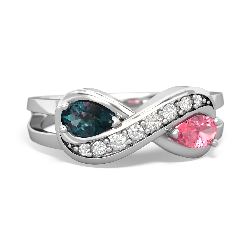 Alexandrite Diamond Infinity 14K White Gold ring R5390