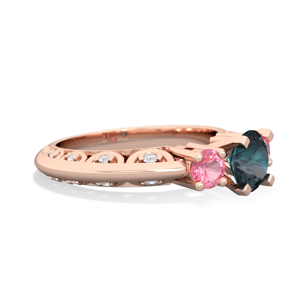 Alexandrite Art Deco Eternal Embrace Engagement 14K Rose Gold ring C2003