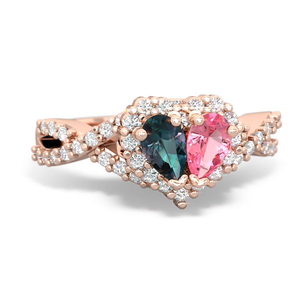 Alexandrite Diamond Twist 'One Heart' 14K Rose Gold ring R2640HRT