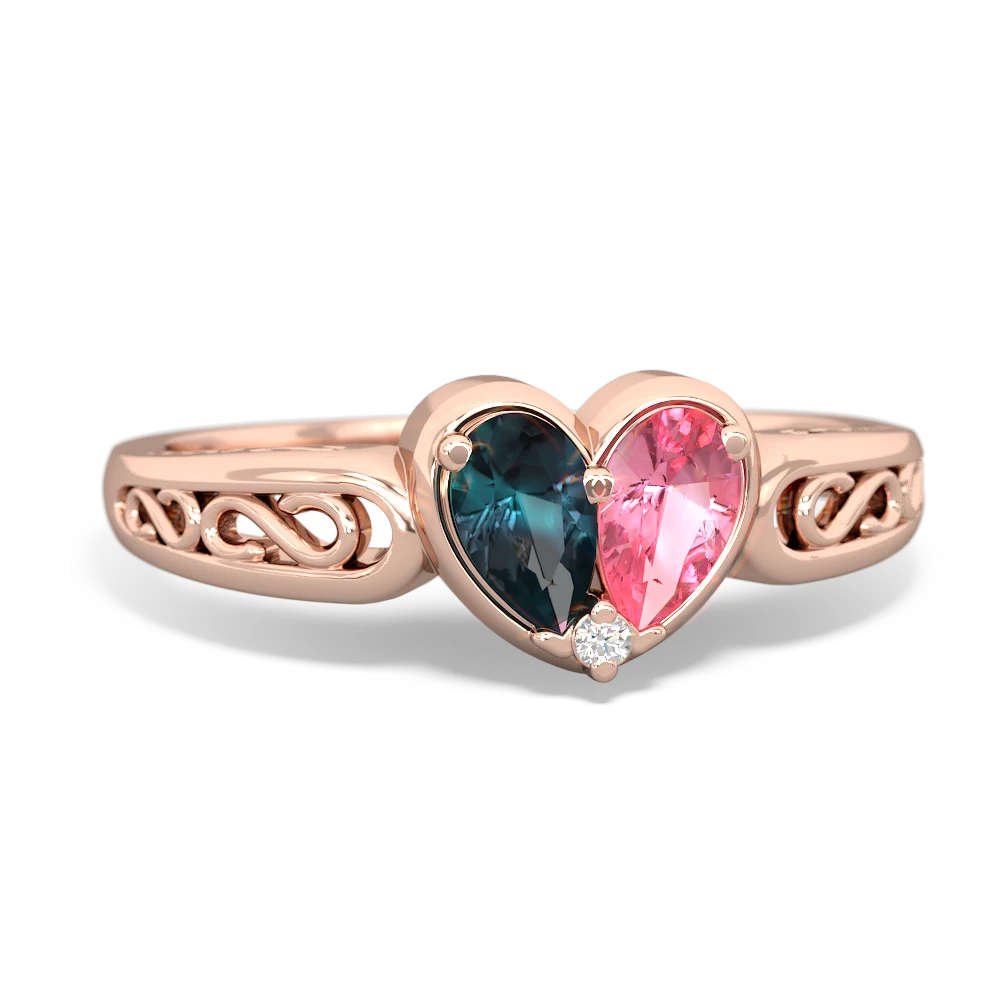 Alexandrite Filligree 'One Heart' 14K Rose Gold ring R5070