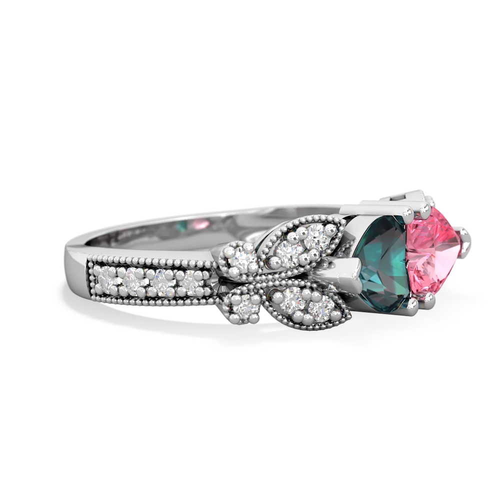 Alexandrite Diamond Butterflies 14K White Gold ring R5601