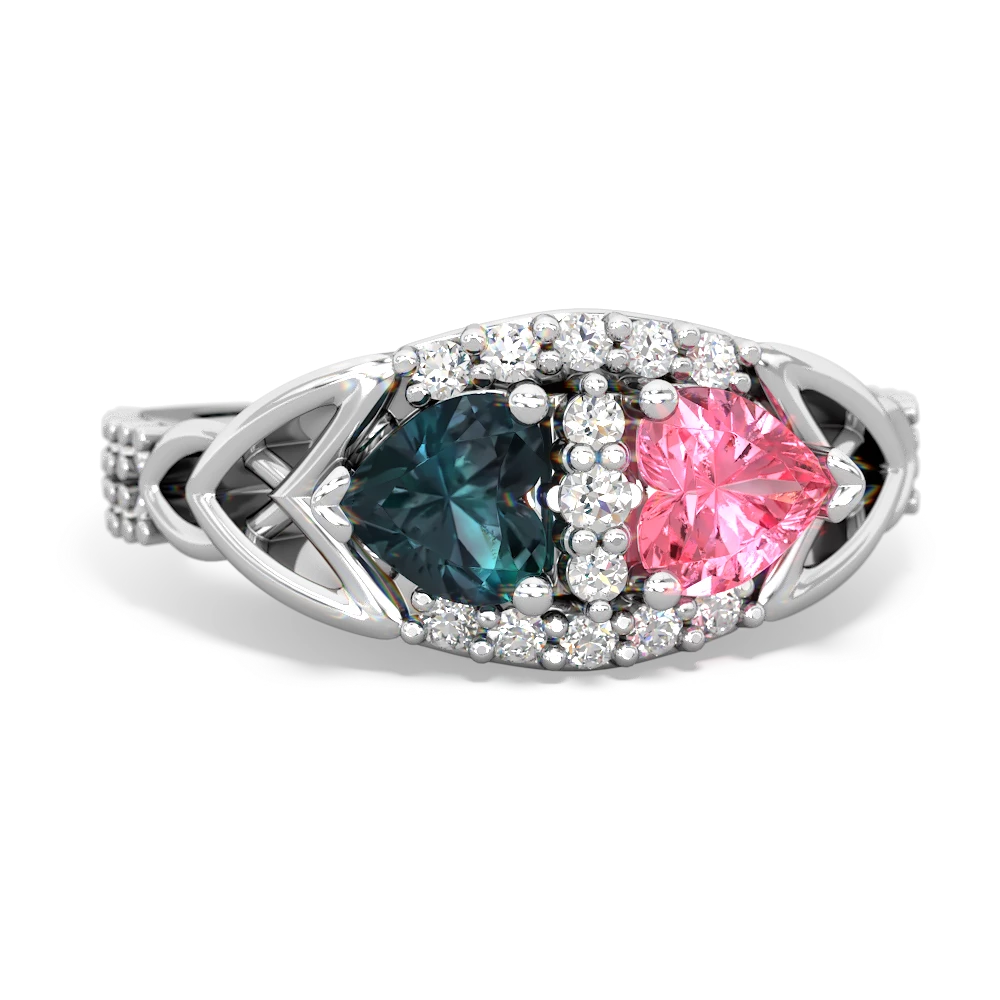 Alexandrite Sparkling Celtic Knot 14K White Gold ring R2645