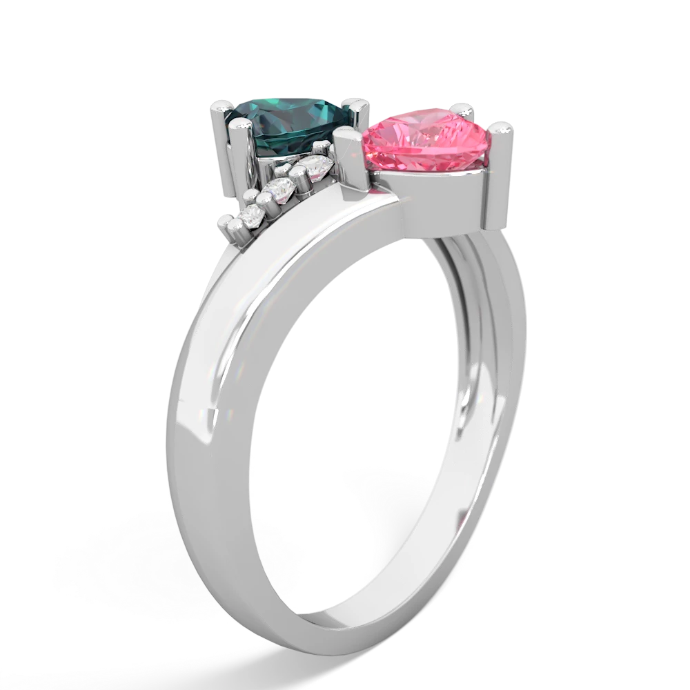 Alexandrite Heart To Heart 14K White Gold ring R2064