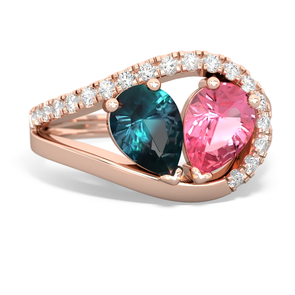 Alexandrite Nestled Heart Keepsake 14K Rose Gold ring R5650