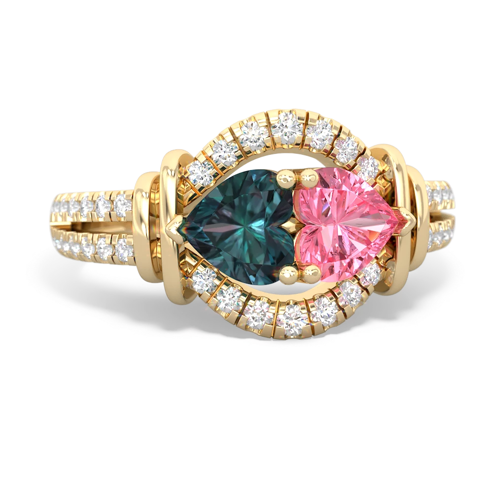 Alexandrite Art-Deco Keepsake 14K Yellow Gold ring R5630