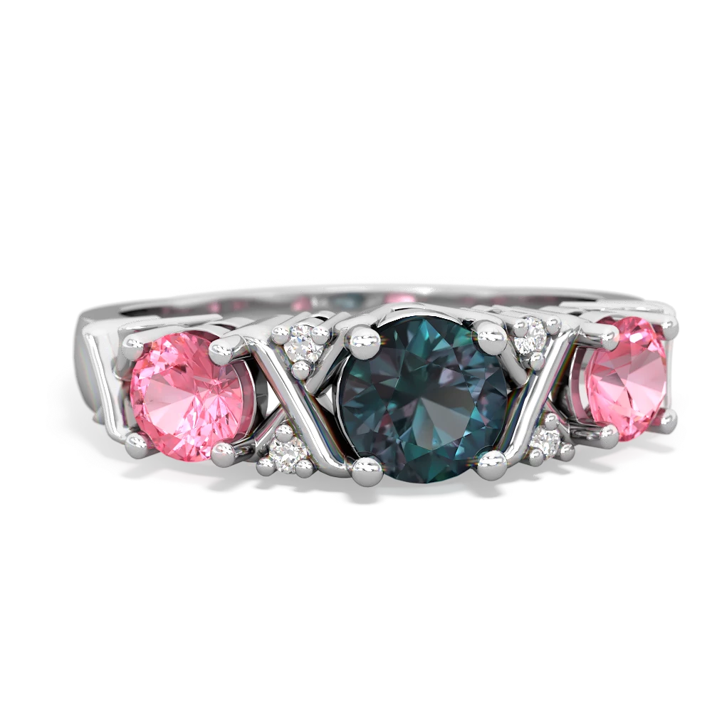 Alexandrite Hugs And Kisses 14K White Gold ring R5016