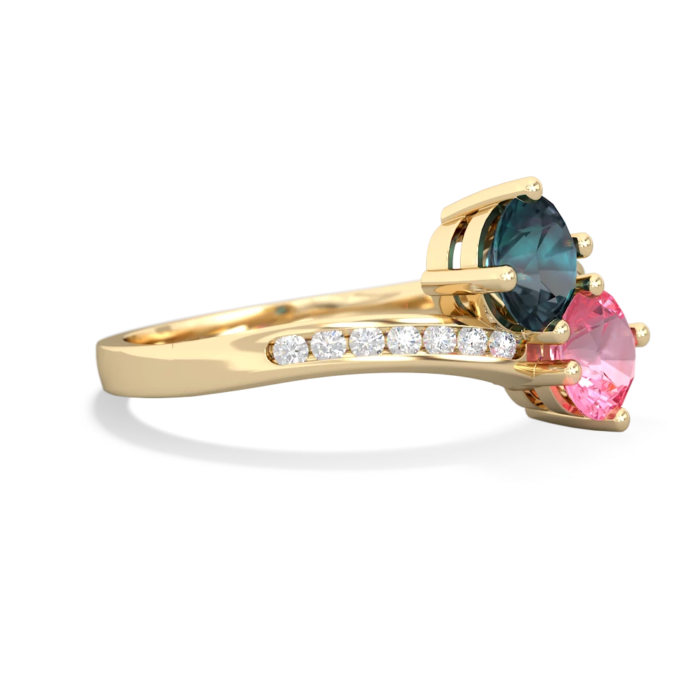 Alexandrite Channel Set Two Stone 14K Yellow Gold ring R5303