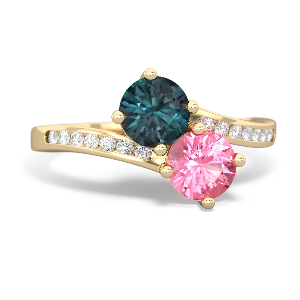 Alexandrite Channel Set Two Stone 14K Yellow Gold ring R5303