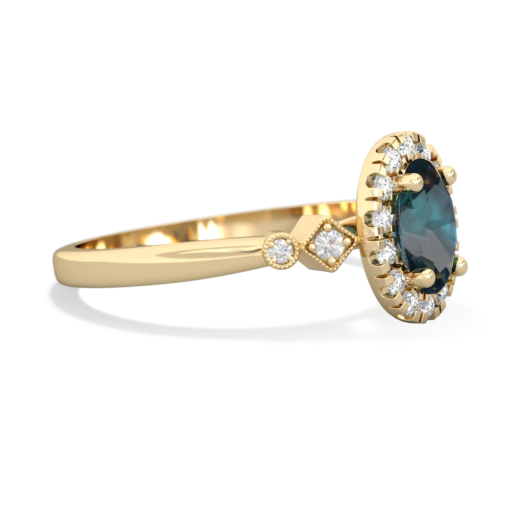 Alexandrite Antique-Style Halo 14K Yellow Gold ring R5720