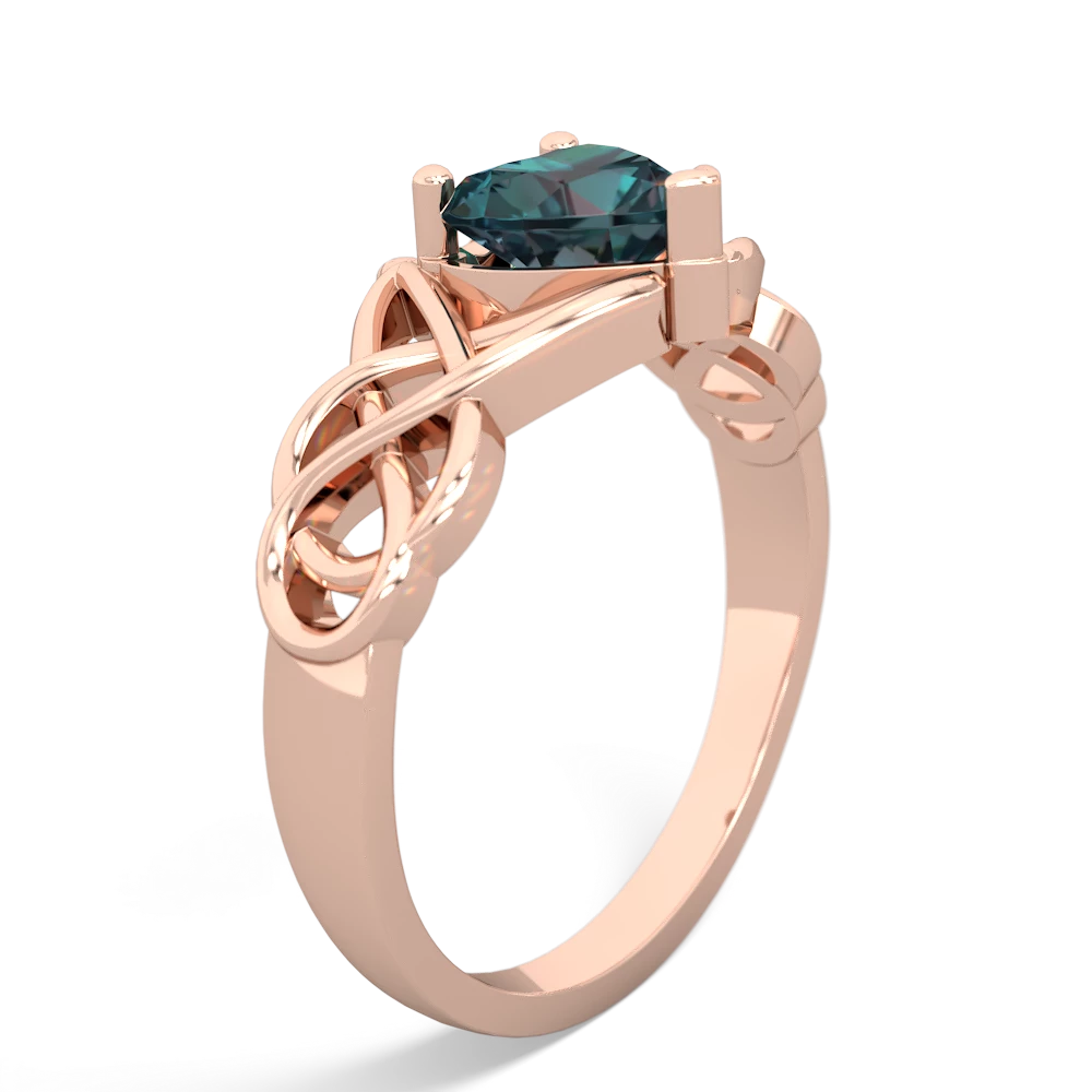 Alexandrite Claddagh Celtic Knot 14K Rose Gold ring R2367