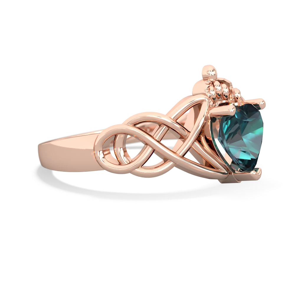 Alexandrite Claddagh Celtic Knot 14K Rose Gold ring R2367