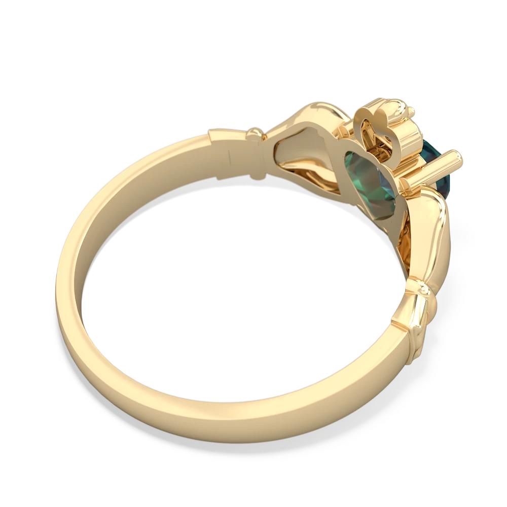 Alexandrite Claddagh Diamond Crown 14K Yellow Gold ring R2372