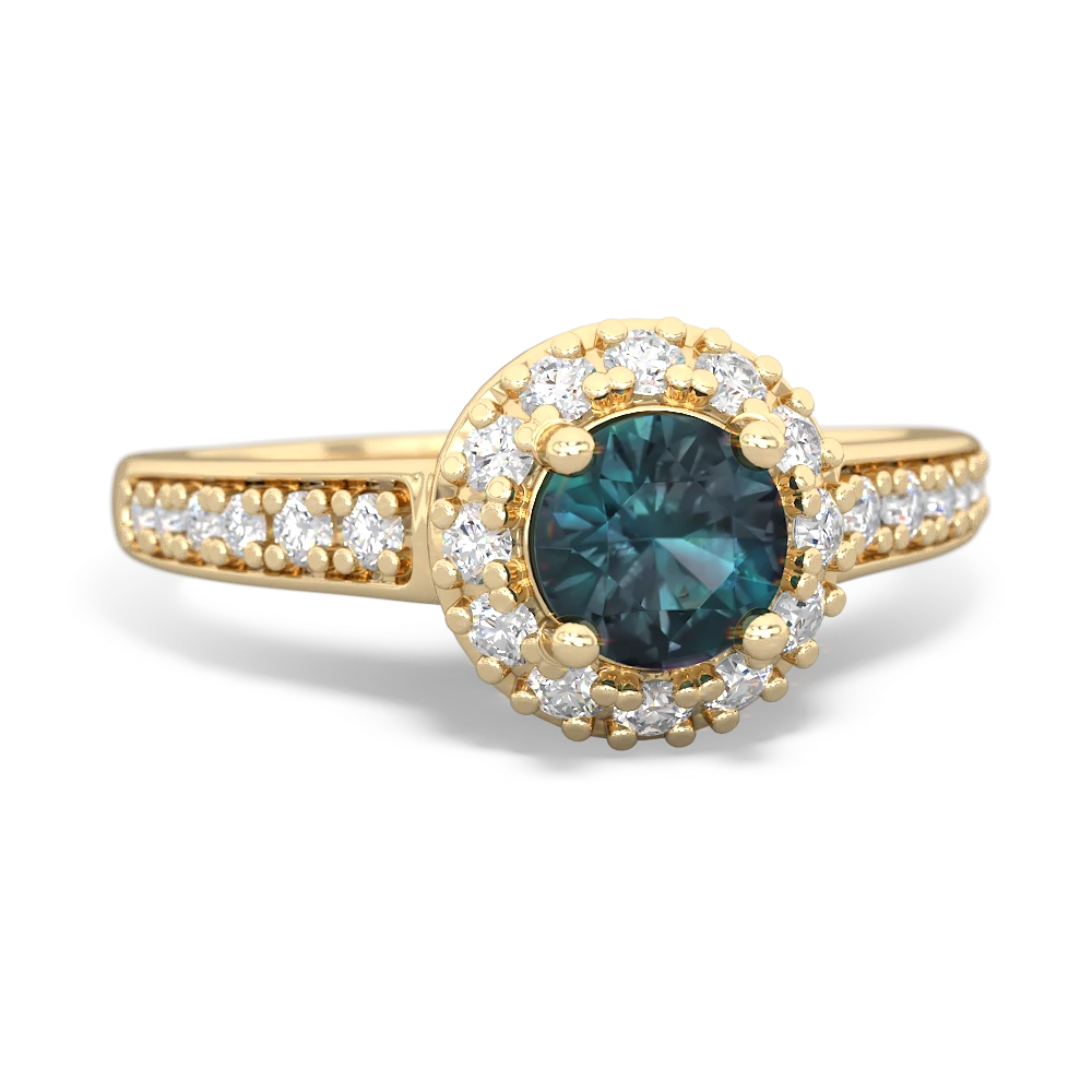 Alexandrite Diamond Halo 14K Yellow Gold ring R5370