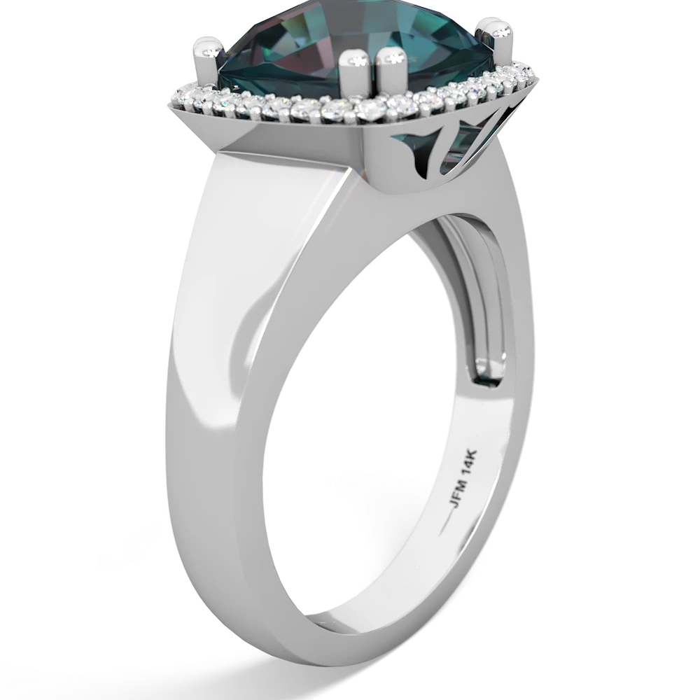 Alexandrite Halo Cocktail 14K White Gold ring R2544