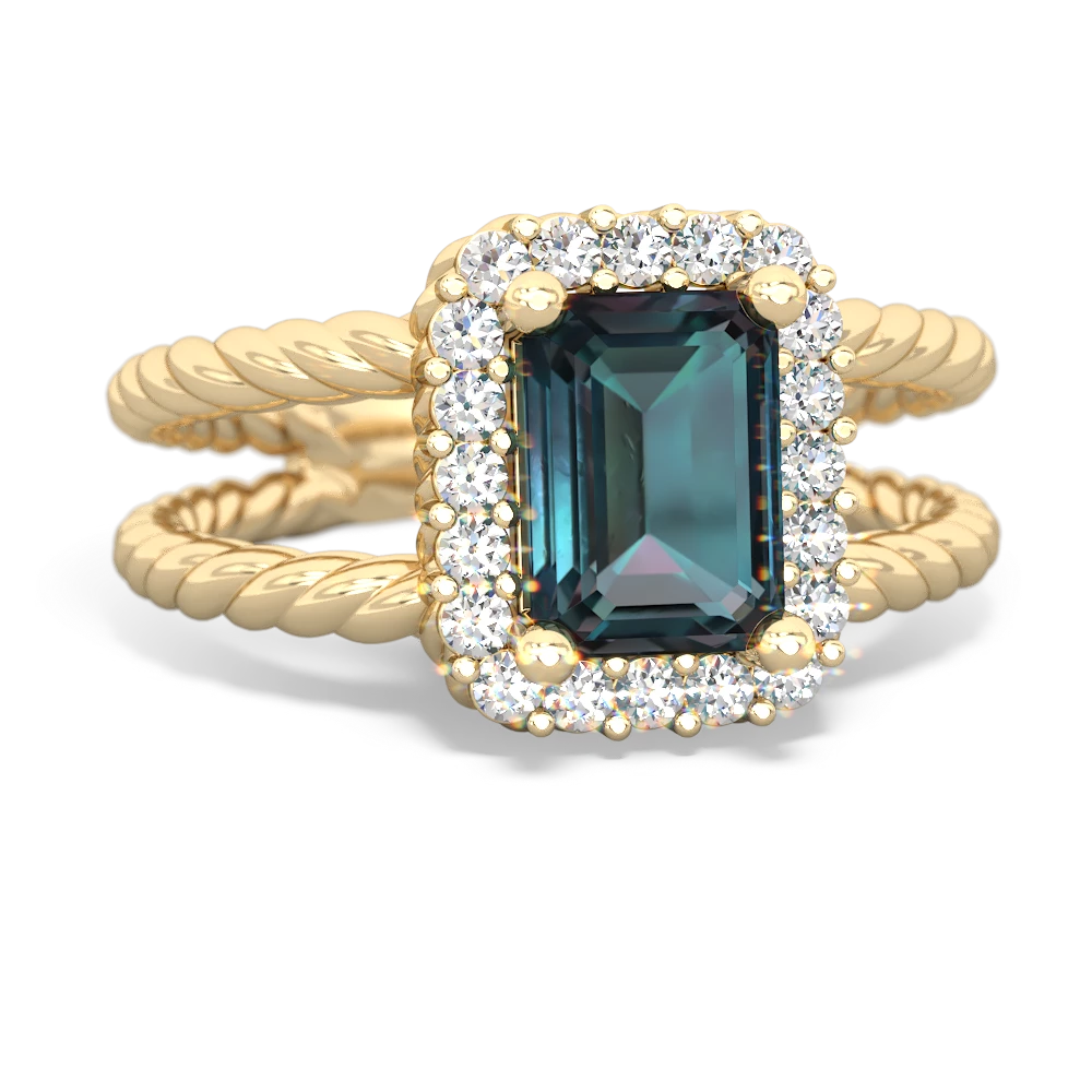 Alexandrite Rope Split Band 14K Yellow Gold ring R2628