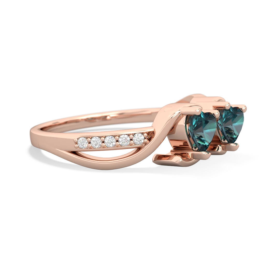 Alexandrite Side By Side 14K Rose Gold ring R3090