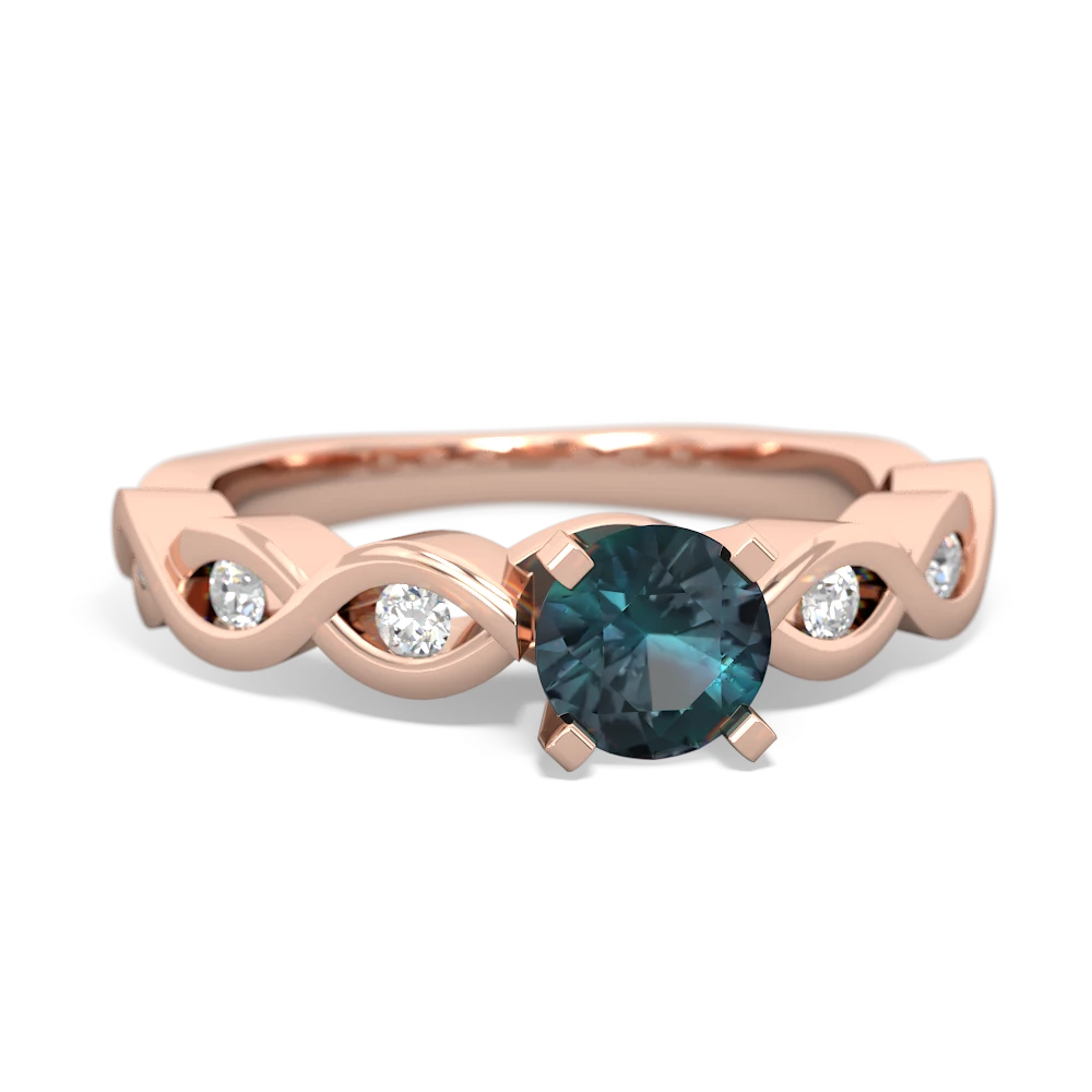 Alexandrite Infinity 5Mm Round Engagement 14K Rose Gold ring R26315RD