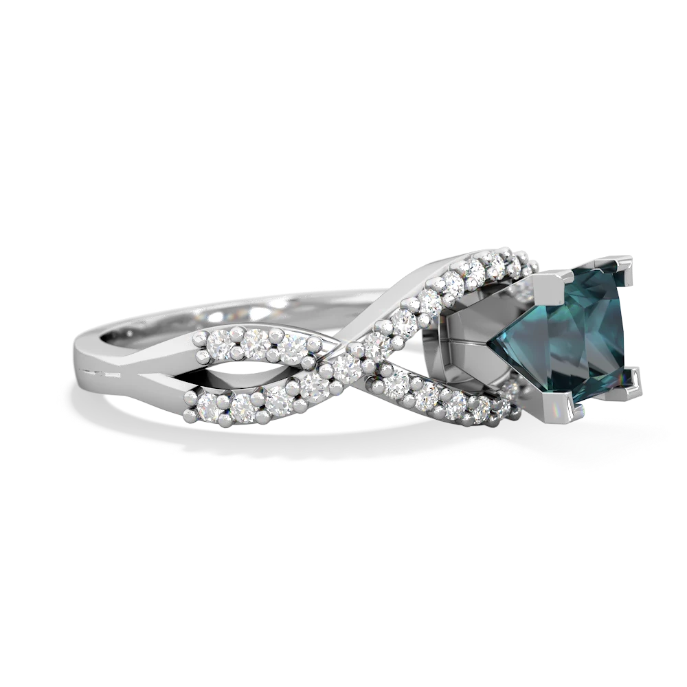 Alexandrite Diamond Twist 5Mm Square Engagment  14K White Gold ring R26405SQ