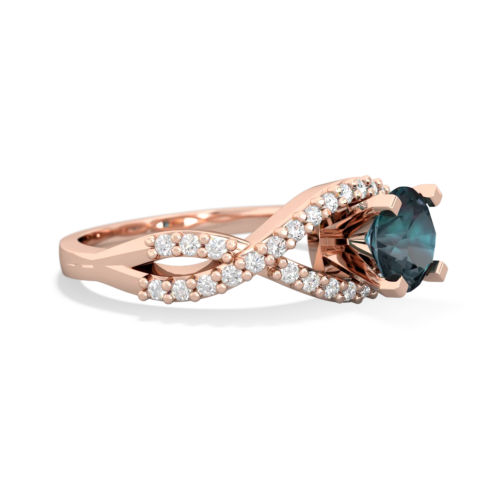 Alexandrite Diamond Twist 6Mm Round Engagment  14K Rose Gold ring R26406RD