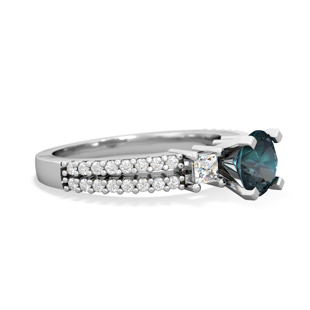 Alexandrite Classic 6Mm Round Engagement 14K White Gold ring R26436RD