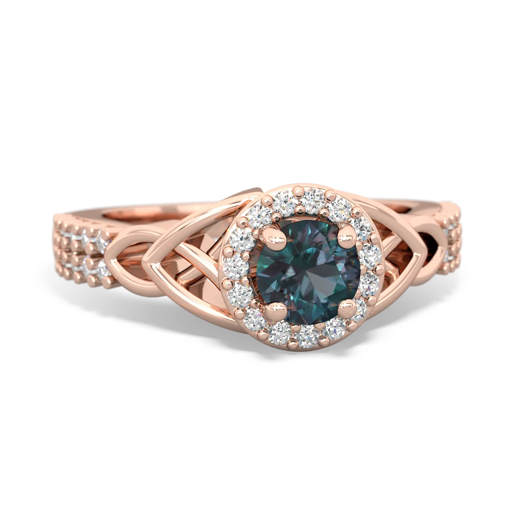 Alexandrite Celtic Knot Halo 14K Rose Gold ring R26445RH