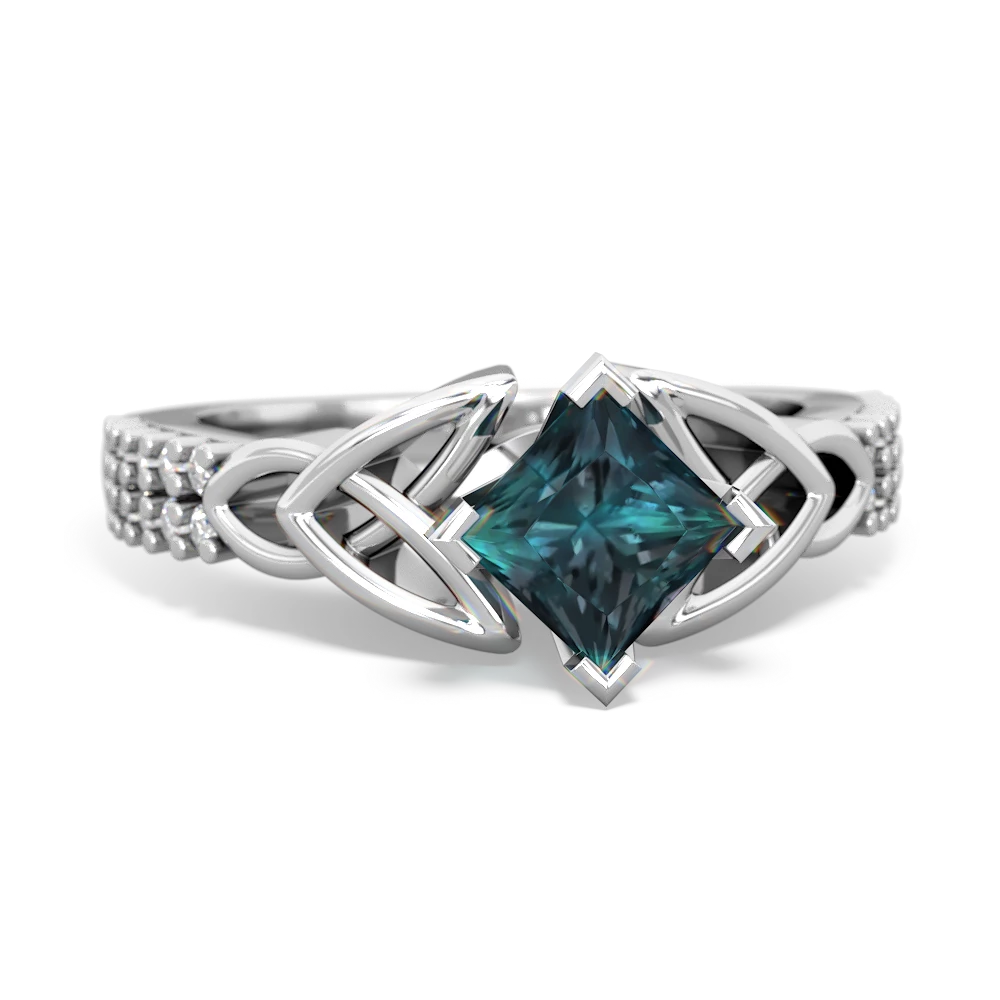 Alexandrite Celtic Knot 5Mm Square Engagement 14K White Gold ring R26445SQ