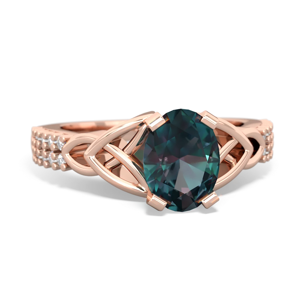 Alexandrite Celtic Knot 8X6 Oval Engagement 14K Rose Gold ring R26448VL