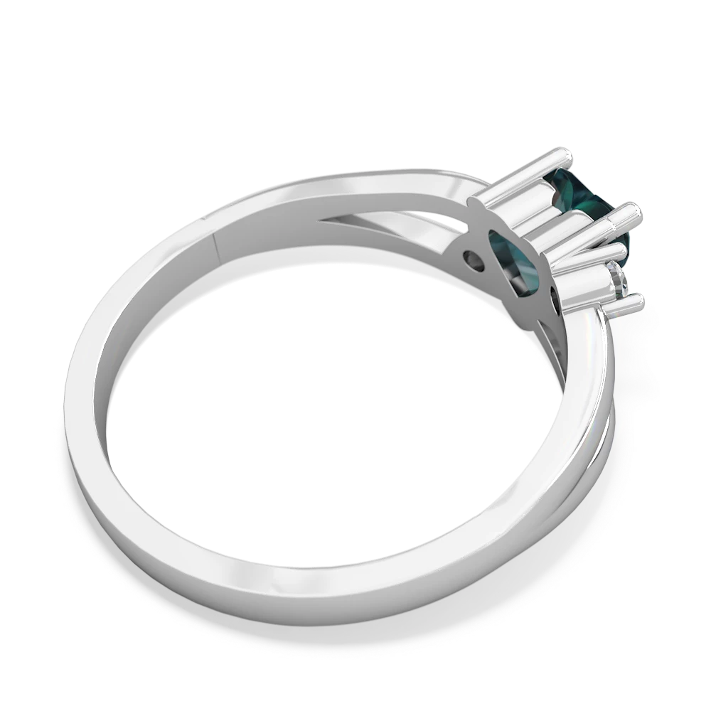 Alexandrite Split Band Swirl 14K White Gold ring R2130