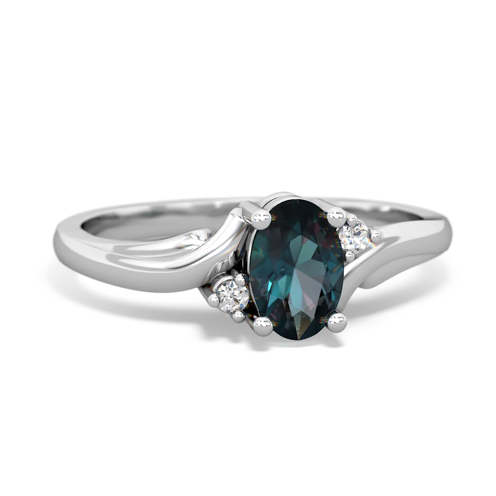 Alexandrite Elegant Swirl 14K White Gold ring R2173