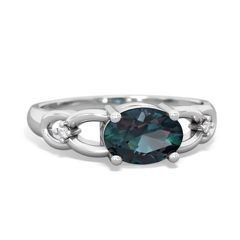 Alexandrite Links 14K White Gold ring R4032