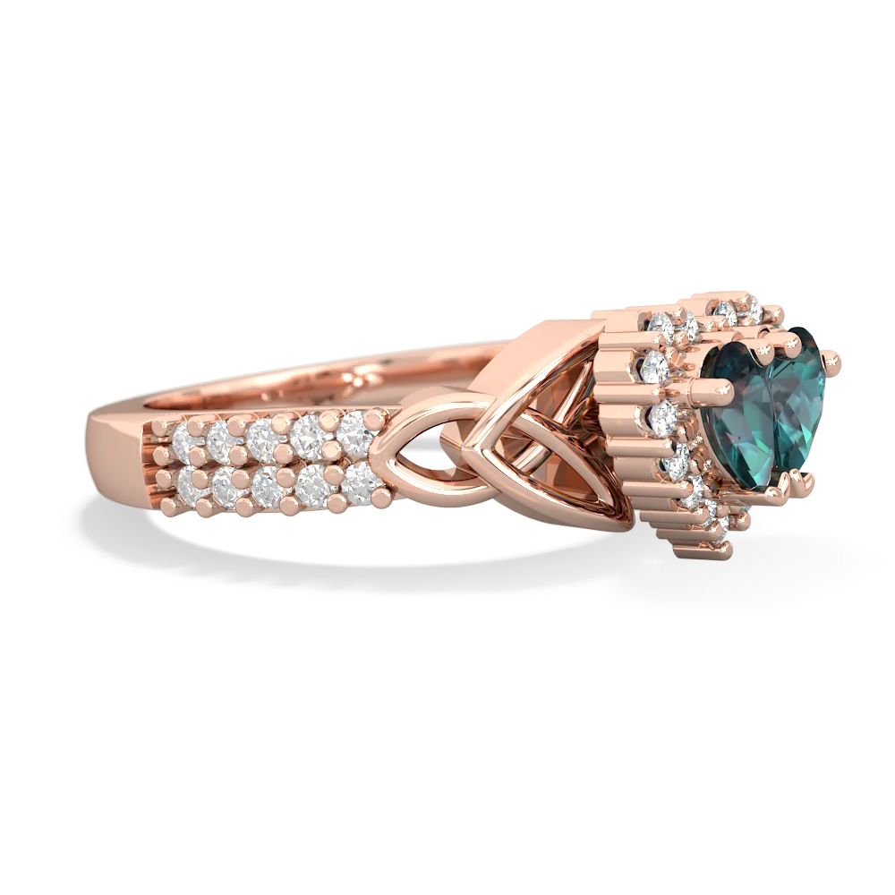 Alexandrite Celtic Knot Two Hearts As One 14K Rose Gold ring R2644HRT