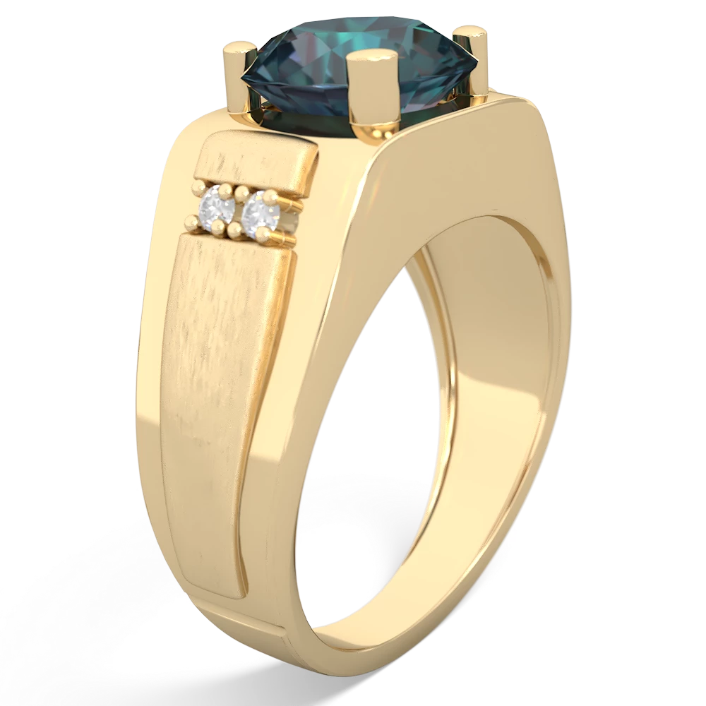 Alexandrite Men's 9Mm Round 14K Yellow Gold ring R1822