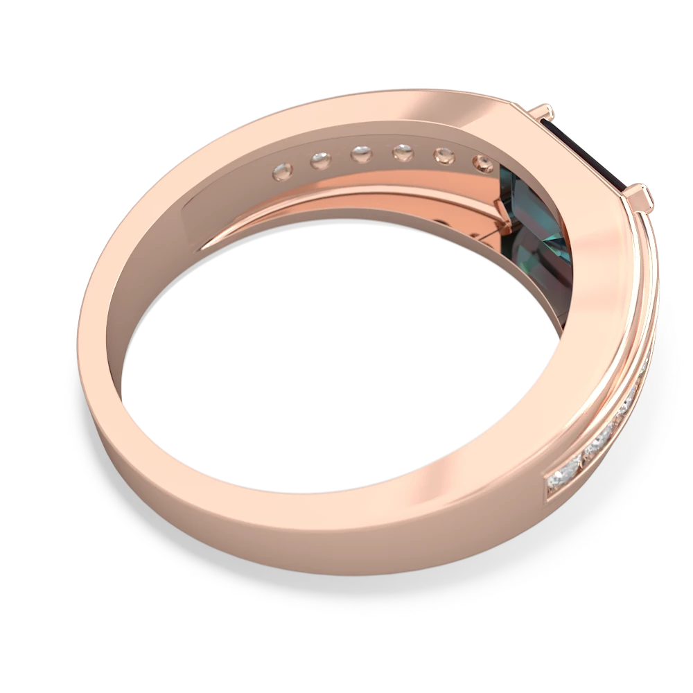 Alexandrite Men's Diamond Channel 14K Rose Gold ring R0500