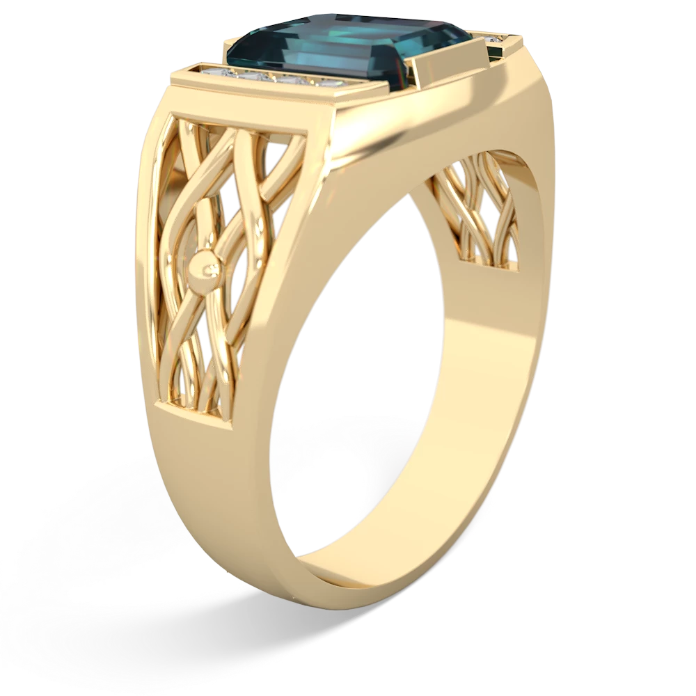 Alexandrite Men's Vine 14K Yellow Gold ring R0490