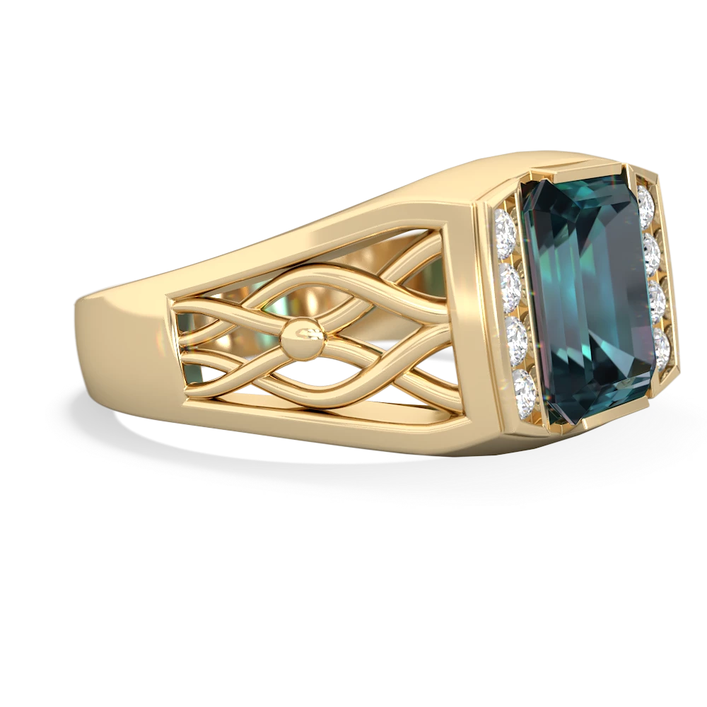 Alexandrite Men's Vine 14K Yellow Gold ring R0490