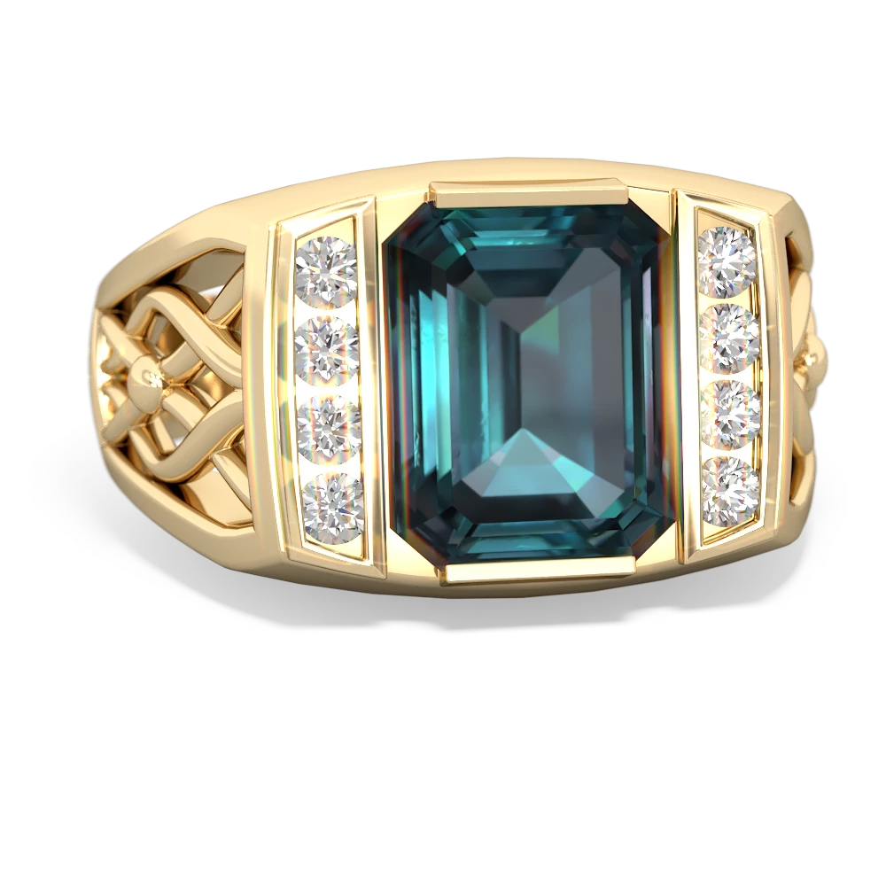 Wide Band Asscher Cut Alexandrite Ring | LUO