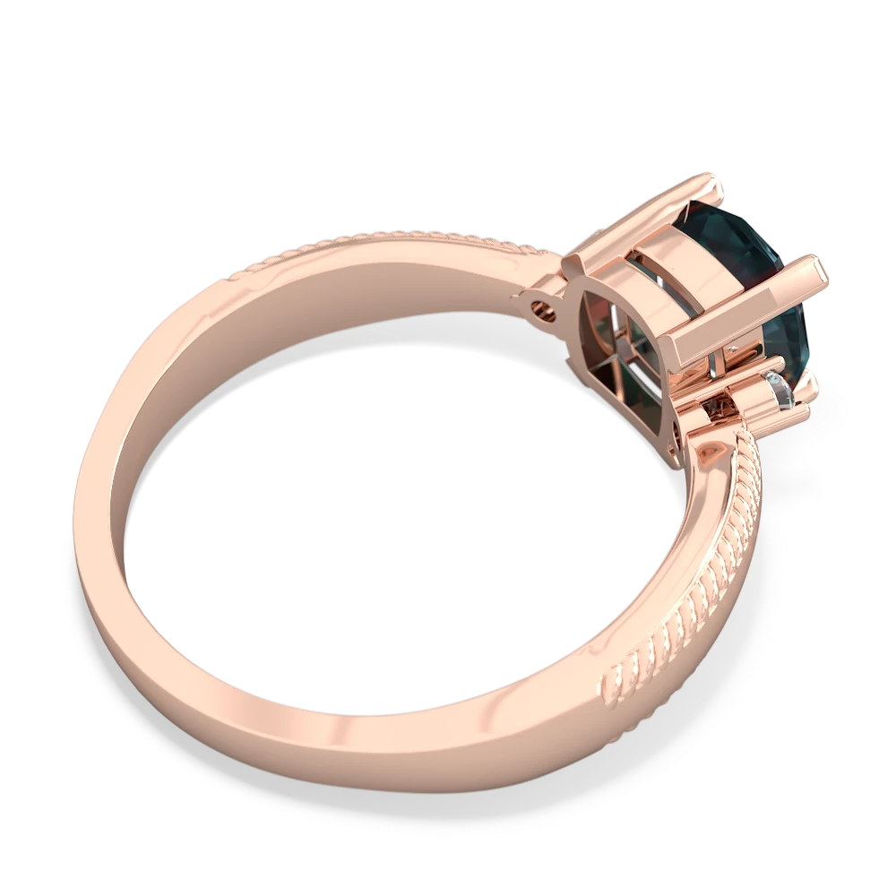 Alexandrite Cushion Rope 14K Rose Gold ring R2484